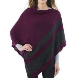 Celeste Wool/Cashmere Blend Poncho - Burgandy/Grey